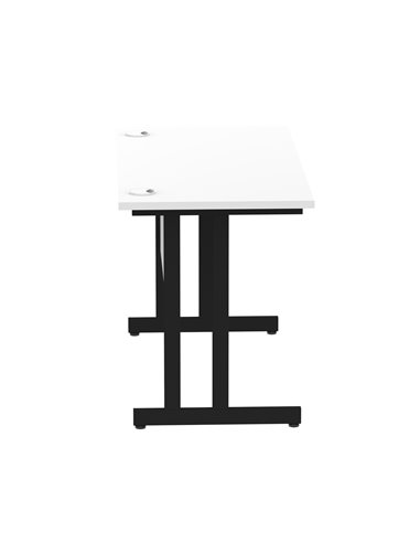Dynamic Impulse 1200 x 600mm Straight Office Desk White Top Black Cantilever Leg MI003316