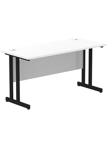 Dynamic Impulse 1400 x 600mm Straight Office Desk White Top Black Cantilever Leg MI003322