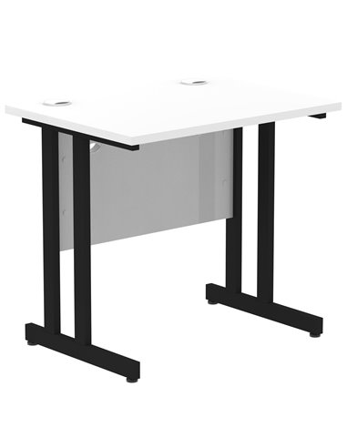 Dynamic Impulse 800 x 600mm Straight Office Desk White Top Black Cantilever Leg MI003341