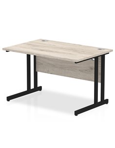 Dynamic Impulse 1200 x 800mm Straight Office Desk Grey Oak Top Black Cantilever Leg MI003343