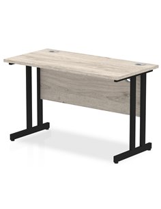 Dynamic Impulse 1200 x 600mm Straight Office Desk Grey Oak Top Black Cantilever Leg MI003346