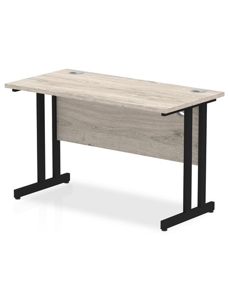 Dynamic Impulse 1200 x 600mm Straight Office Desk Grey Oak Top Black Cantilever Leg MI003346 - pic 77399 | FastDaddyshop