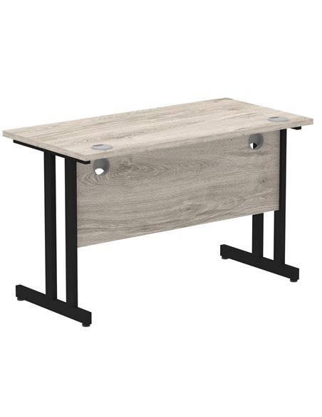 Dynamic Impulse 1200 x 600mm Straight Office Desk Grey Oak Top Black Cantilever Leg MI003346 - pic 77405 | FastDaddyshop