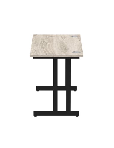 Dynamic Impulse 1200 x 600mm Straight Office Desk Grey Oak Top Black Cantilever Leg MI003346