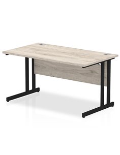 Dynamic Impulse 1400 x 800mm Straight Office Desk Grey Oak Top Black Cantilever Leg MI003348