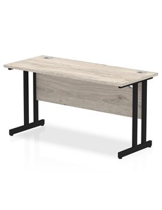 Dynamic Impulse 1400 x 600mm Straight Office Desk Grey Oak Top Black Cantilever Leg MI003352