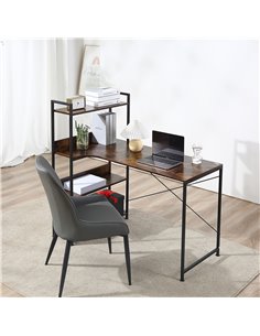 Homcom Computer Desk with 4-Tier Storage Shelf, Metal Frame, Brown 2