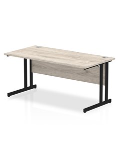 Dynamic Impulse 1600 x 800mm Straight Office Desk Grey Oak Top Black Cantilever Leg MI003354