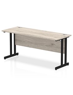 Dynamic Impulse 1600 x 600mm Straight Office Desk Grey Oak Top Black Cantilever Leg MI003361