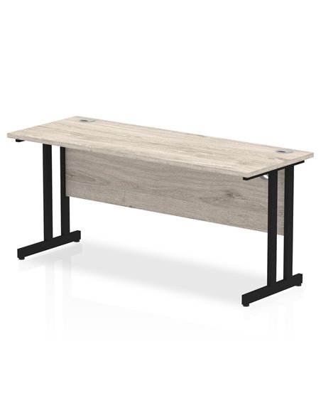 Dynamic Impulse 1600 x 600mm Straight Office Desk Grey Oak Top Black Cantilever Leg MI003361 - pic 77417 | FastDaddyshop