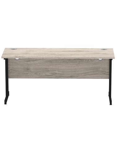 Dynamic Impulse 1600 x 600mm Straight Office Desk Grey Oak Top Black Cantilever Leg MI003361