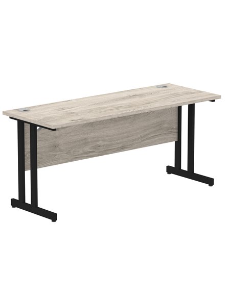 Dynamic Impulse 1600 x 600mm Straight Office Desk Grey Oak Top Black Cantilever Leg MI003361 - pic 77419 | FastDaddyshop