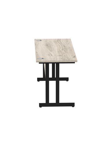 Dynamic Impulse 1600 x 600mm Straight Office Desk Grey Oak Top Black Cantilever Leg MI003361