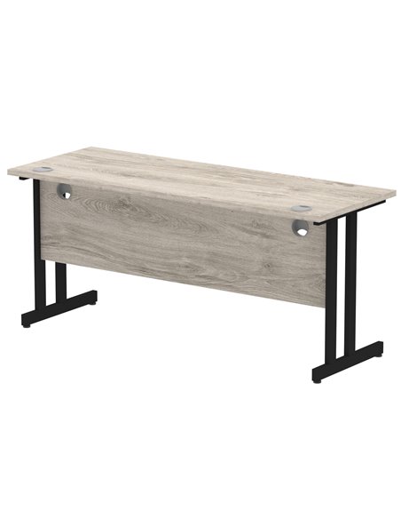 Dynamic Impulse 1600 x 600mm Straight Office Desk Grey Oak Top Black Cantilever Leg MI003361 - pic 77421 | FastDaddyshop