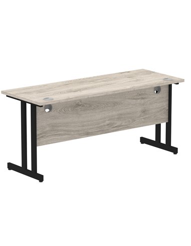 Dynamic Impulse 1600 x 600mm Straight Office Desk Grey Oak Top Black Cantilever Leg MI003361