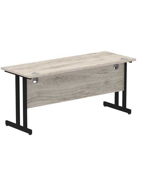 Dynamic Impulse 1600 x 600mm Straight Office Desk Grey Oak Top Black Cantilever Leg MI003361 - pic 77423 | FastDaddyshop
