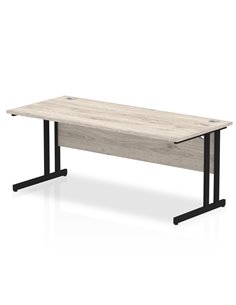 Dynamic Impulse 1800 x 800mm Straight Office Desk Grey Oak Top Black Cantilever Leg MI003363