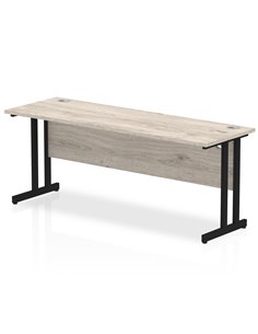 Dynamic Impulse 1800 x 600mm Straight Office Desk Grey Oak Top Black Cantilever Leg MI003370