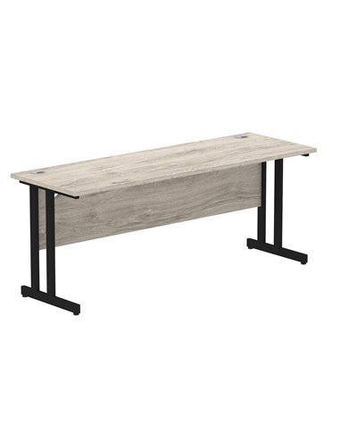 Dynamic Impulse 1800 x 600mm Straight Office Desk Grey Oak Top Black Cantilever Leg MI003370