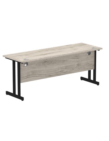 Dynamic Impulse 1800 x 600mm Straight Office Desk Grey Oak Top Black Cantilever Leg MI003370