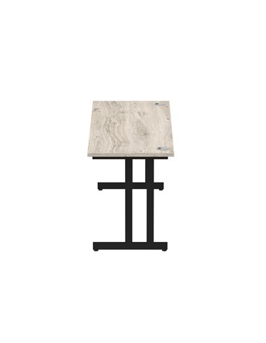 Dynamic Impulse 1800 x 600mm Straight Office Desk Grey Oak Top Black Cantilever Leg MI003370