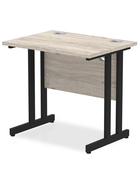 Dynamic Impulse 800 x 600mm Straight Office Desk Grey Oak Top Black Cantilever Leg MI003371 - pic 77434 | FastDaddyshop