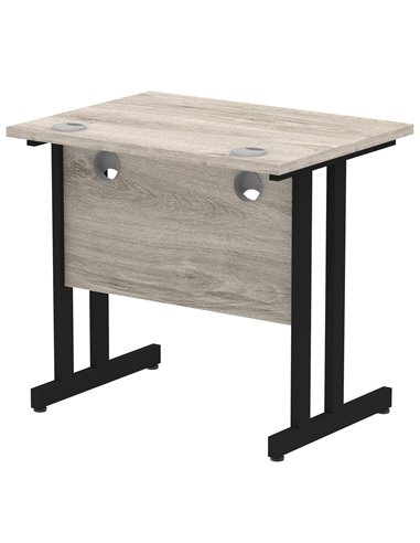 Dynamic Impulse 800 x 600mm Straight Office Desk Grey Oak Top Black Cantilever Leg MI003371