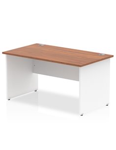Dynamic Impulse 1400 x 800mm Straight Office Desk Walnut Top White Panel End Leg TT000007