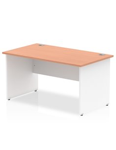 Dynamic Impulse 1400 x 800mm Straight Office Desk Beech Top White Panel End Leg TT000009