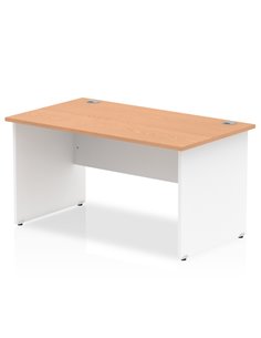 Dynamic Impulse 1400 x 800mm Straight Office Desk Oak Top White Panel End Leg TT000011