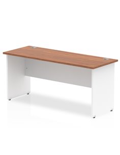 Dynamic Impulse 1600 x 600mm Straight Office Desk Walnut Top White Panel End Leg TT000097