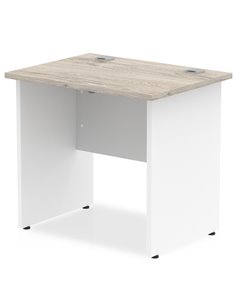 Dynamic Impulse 800 x 600mm Straight Office Desk Grey Oak Top White Panel End Leg TT000147