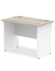Dynamic Impulse 1000 x 600mm Straight Office Desk Grey Oak Top White Panel End Leg TT000148
