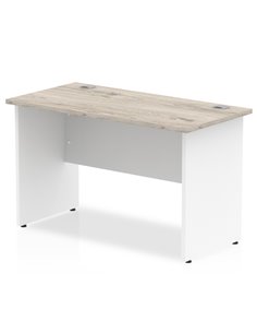 Dynamic Impulse 1200 x 600mm Straight Office Desk Grey Oak Top White Panel End Leg TT000149