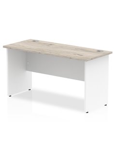 Dynamic Impulse 1400 x 600mm Straight Office Desk Grey Oak Top White Panel End Leg TT000150