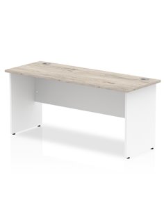 Dynamic Impulse 1600 x 600mm Straight Office Desk Grey Oak Top White Panel End Leg TT000151
