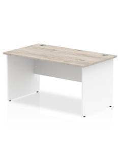 Dynamic Impulse 1400 x 800mm Straight Office Desk Grey Oak Top White Panel End Leg TT000154