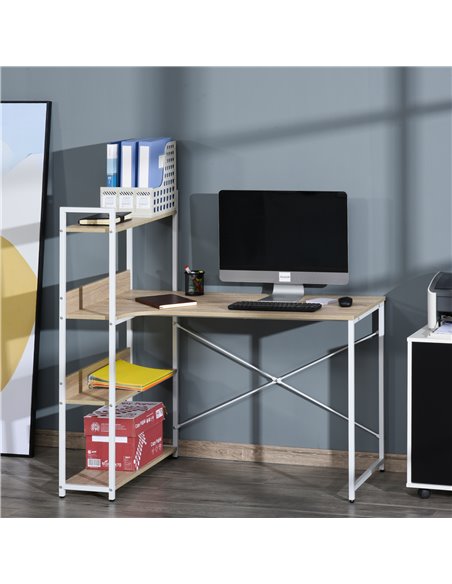 HOMCOM Retro Industrial Computer Desk Home Office Table with 4-Tier Storage Shelf Metal Frame Computer Workstation for Home Offi - pic 7749 | FastDaddyshop