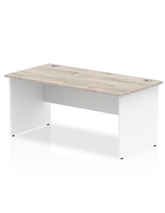 Dynamic Impulse 1600 x 800mm Straight Office Desk Grey Oak Top White Panel End Leg TT000155