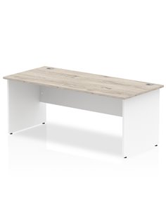 Dynamic Impulse 1800 x 800mm Straight Office Desk Grey Oak Top White Panel End Leg TT000156