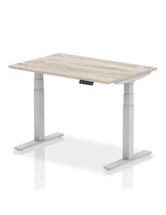 Dynamic Air 1200 x 800mm Height Adjustable Office Desk Grey Oak Top Silver Leg HA01161