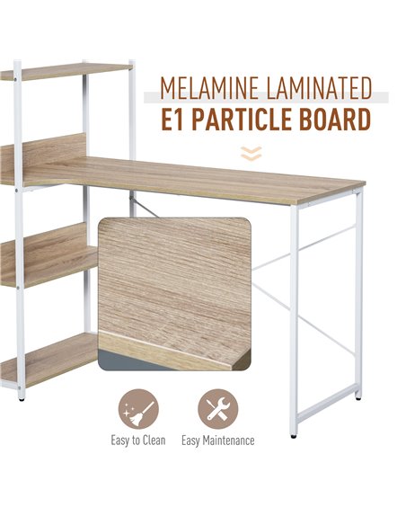 HOMCOM Retro Industrial Computer Desk Home Office Table with 4-Tier Storage Shelf Metal Frame Computer Workstation for Home Offi - pic 7752 | FastDaddyshop