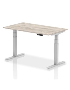Dynamic Air 1400 x 800mm Height Adjustable Office Desk Grey Oak Top Silver Leg HA01163