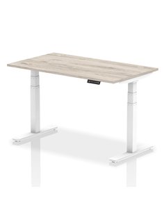 Dynamic Air 1400 x 800mm Height Adjustable Office Desk Grey Oak Top White Leg HA01164