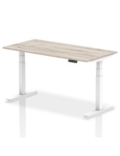 Dynamic Air 1600 x 800mm Height Adjustable Office Desk Grey Oak Top White Leg HA01166