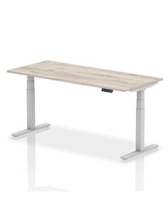 Dynamic Air 1800 x 800mm Height Adjustable Office Desk Grey Oak Top Silver Leg HA01167