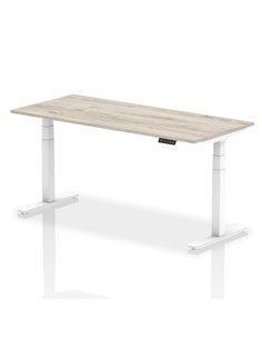 Dynamic Air 1800 x 800mm Height Adjustable Office Desk Grey Oak Top White Leg HA01168
