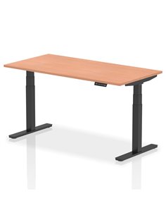 Dynamic Air 1600 x 800mm Height Adjustable Office Desk Beech Top Black Leg HA01187
