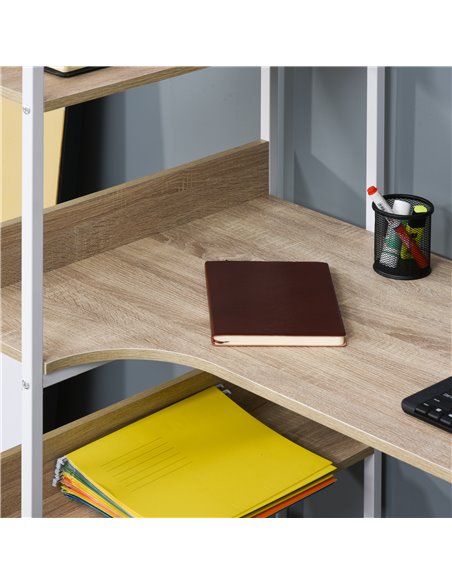 HOMCOM Retro Industrial Computer Desk Home Office Table with 4-Tier Storage Shelf Metal Frame Computer Workstation for Home Offi - pic 7756 | FastDaddyshop