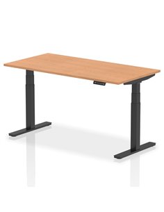 Dynamic Air 1600 x 800mm Height Adjustable Office Desk Oak Top Black Leg HA01203